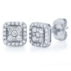 0.22ct 14k White Gold Diamond Square Stud Earring