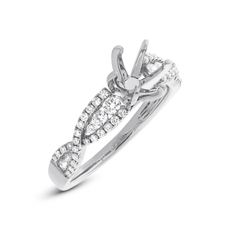 0.45ct 14k White Gold Diamond Semi-mount Ring for 1.00ct Center