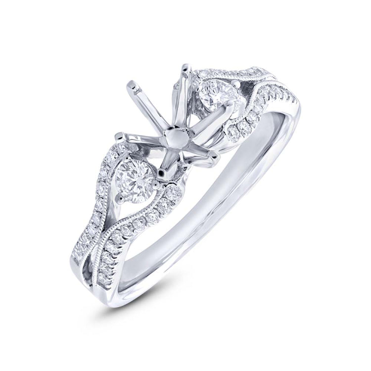 0.49ct 14k White Gold Diamond Semi-mount Ring