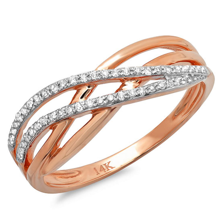 0.16ct 14k Rose Gold Diamond Bridge Ring