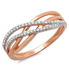 0.16ct 14k Rose Gold Diamond Bridge Ring