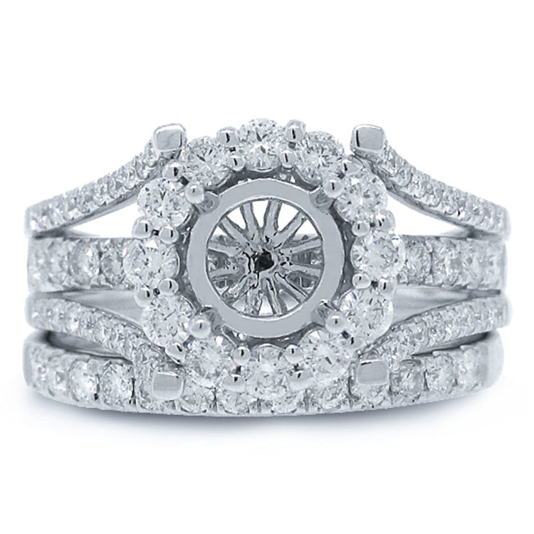 1.16ct 14k White Gold Diamond Semi-mount Ring 2-pc