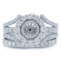 1.16ct 14k White Gold Diamond Semi-mount Ring 2-pc