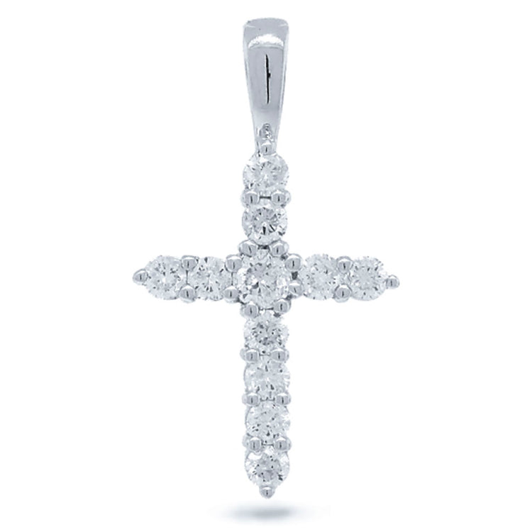0.45ct 14k White Gold Diamond Cross Necklace