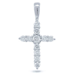 0.45ct 14k White Gold Diamond Cross Necklace