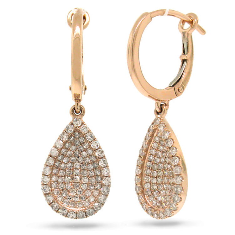 0.76ct 14k Rose Gold Diamond Pave Drop Earring