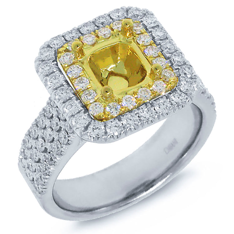 1.08ct 18k Two-tone Gold Diamond Semi-mount Ring