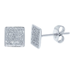 0.23ct 14k White Gold Diamond Pave Square Earring