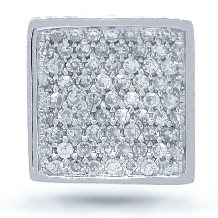 0.23ct 14k White Gold Diamond Pave Square Pendant