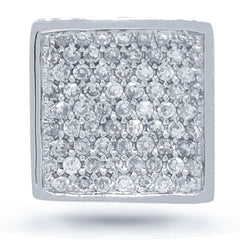 0.23ct 14k White Gold Diamond Pave Square Pendant