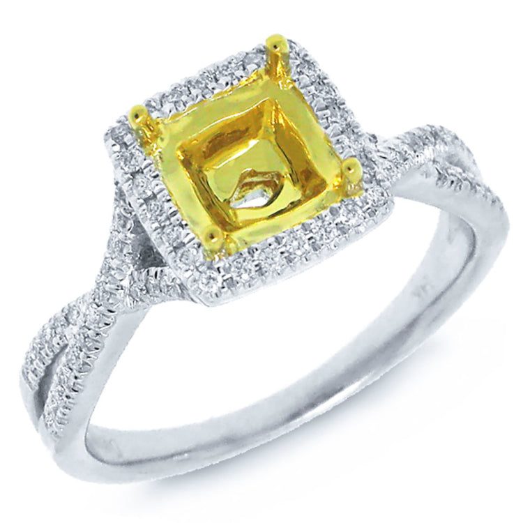 0.19ct 14k Two-tone Gold Diamond Semi-mount Ring