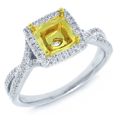 0.19ct 14k Two-tone Gold Diamond Semi-mount Ring
