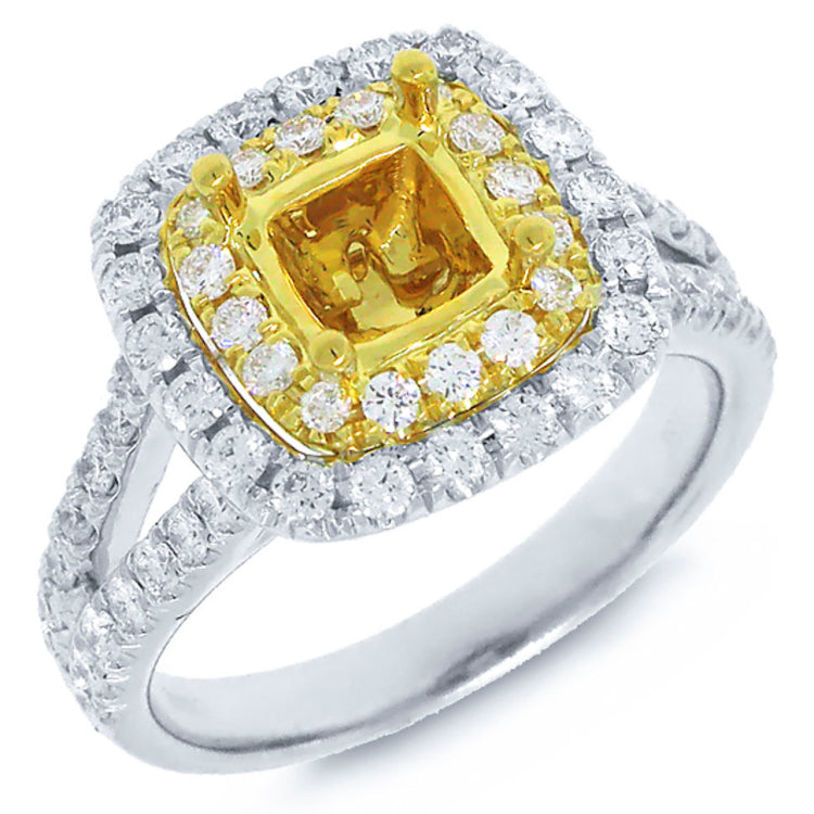 0.91ct 18k Two-tone Gold Diamond Semi-mount Ring