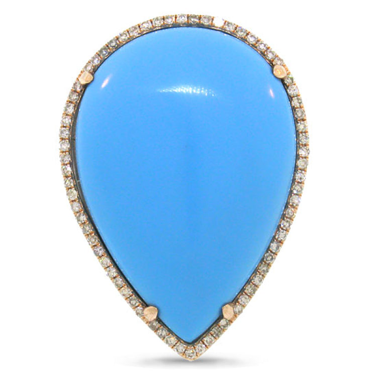 0.22ct Diamond & 14.68ct Composite Turquoise 14k Rose Gold Ring