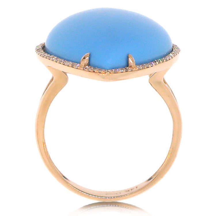 0.22ct Diamond & 14.68ct Composite Turquoise 14k Rose Gold Ring