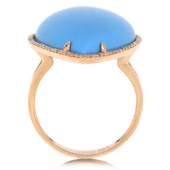 0.22ct Diamond & 14.68ct Composite Turquoise 14k Rose Gold Ring