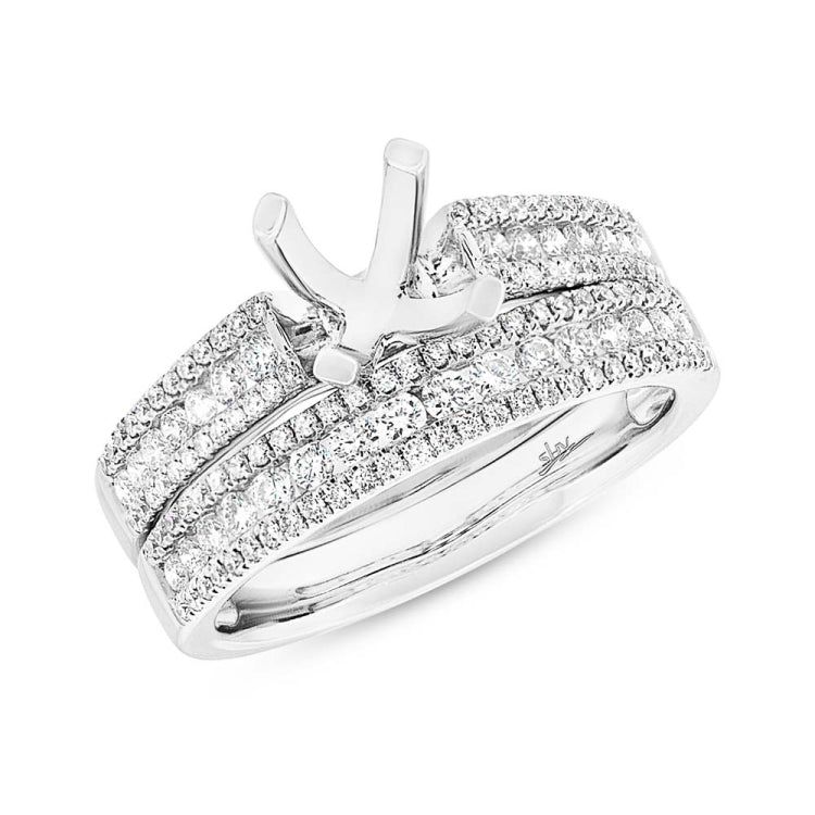 0.87ct 14k White Gold Diamond Semi-mount Ring 2-pc