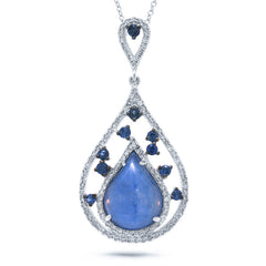 0.34ct Diamond & 3.62ct Blue Sapphire & Kyanite 14k White Gold Pendant
