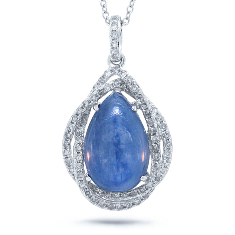 0.25ct Diamond & 4.02ct Kyanite 14k White Gold Pendant