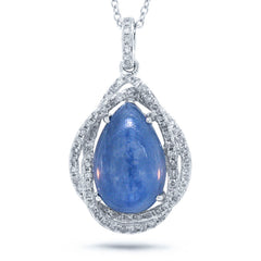 0.25ct Diamond & 4.02ct Kyanite 14k White Gold Pendant