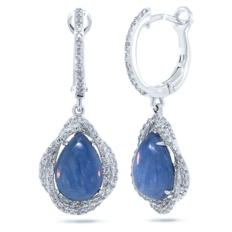 0.48ct Diamond & 5.44ct Kyanite 14k White Gold Earring