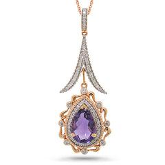 0.46ct Diamond & 2.85ct Amethyst 14k Two-tone Rose Gold Pendant