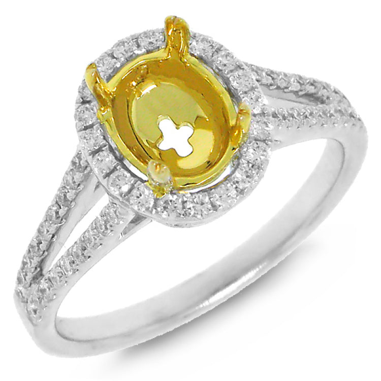 0.39ct 18k Two-tone Gold Diamond Semi-mount Ring