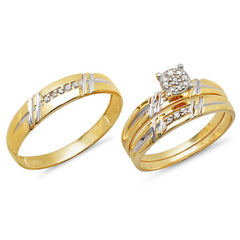 0.10ct 14k Yellow Gold Diamond Trio Set