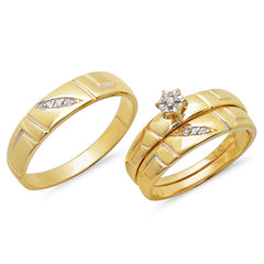 0.10ct 14k Yellow Gold Diamond Trio Set