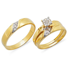 0.10ct 14k Yellow Gold Diamond Trio Set