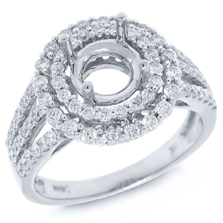 0.97ct 18k White Gold Diamond Semi-mount Ring
