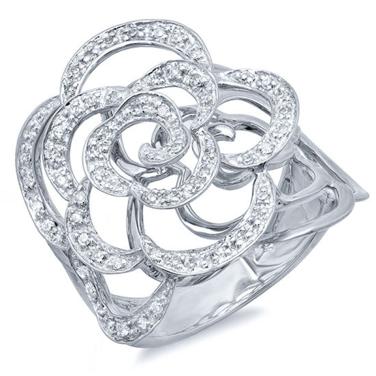 0.23ct 14k White Gold Diamond Flower Ring