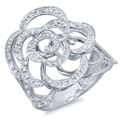 0.23ct 14k White Gold Diamond Flower Ring