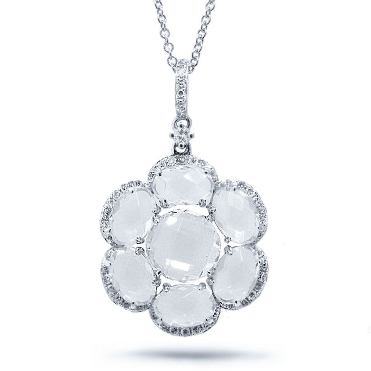 0.20ct Diamond & 3.80ct White Topaz 14k White Gold Pendant