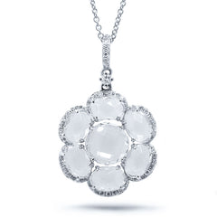 0.20ct Diamond & 3.80ct White Topaz 14k White Gold Pendant