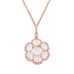 0.20ct Diamond & 3.80ct White Topaz 14k Rose Gold Pendant
