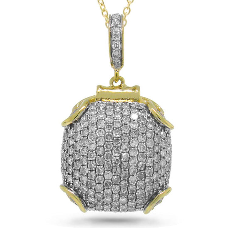 1.02ct 14k Yellow Gold Diamond Pave Pendant
