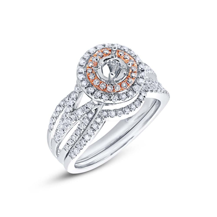 0.76ct 14k Two-tone Rose Gold Diamond Semi-mount Ring 2-pc