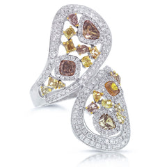 3.74ct 18k White Gold White & Fancy Color Diamond Ring