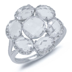 0.14ct Diamond & 3.76ct White Topaz 14k White Gold Ring