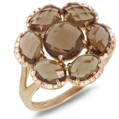0.14ct Diamond & 3.80ct Smokey Topaz 14k Rose Gold Ring