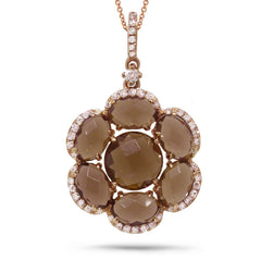 0.20ct Diamond & 3.82ct Smokey Topaz 14k Rose Gold Pendant