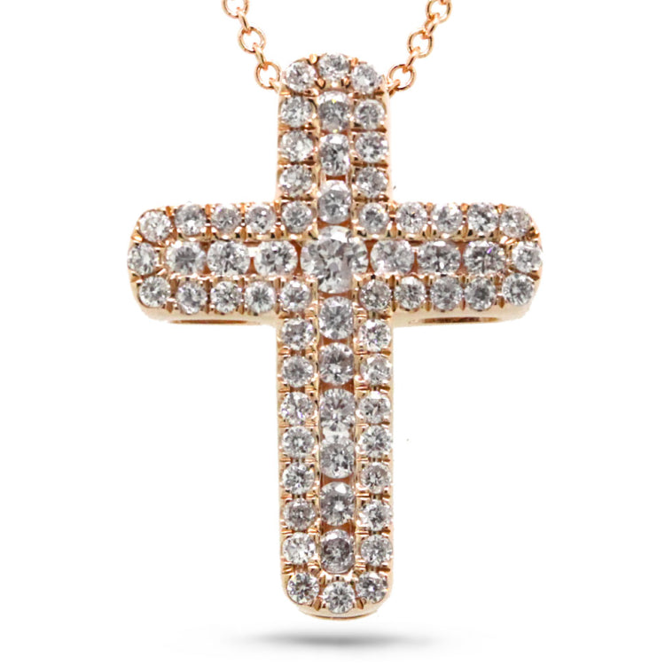 0.48ct 14k Rose Gold Diamond Cross Necklace