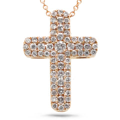0.48ct 14k Rose Gold Diamond Cross Necklace