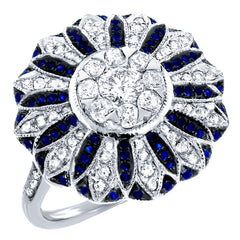 0.84ct Diamond & 0.25ct Blue Sapphire 14k White Gold Ring