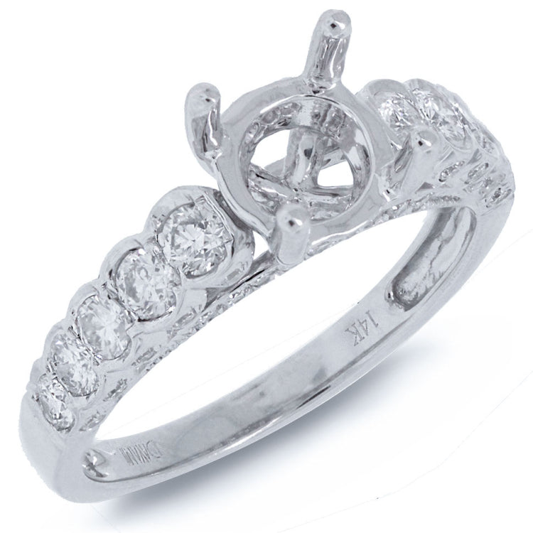 0.77ct 14k White Gold Diamond Semi-mount Ring
