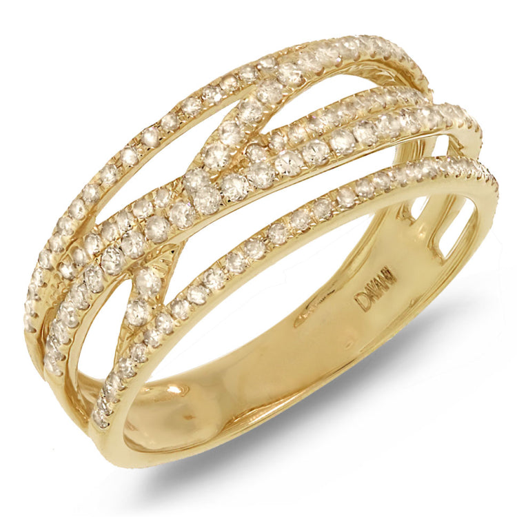 0.50ct 14k Yellow Gold Diamond Bridge Ring