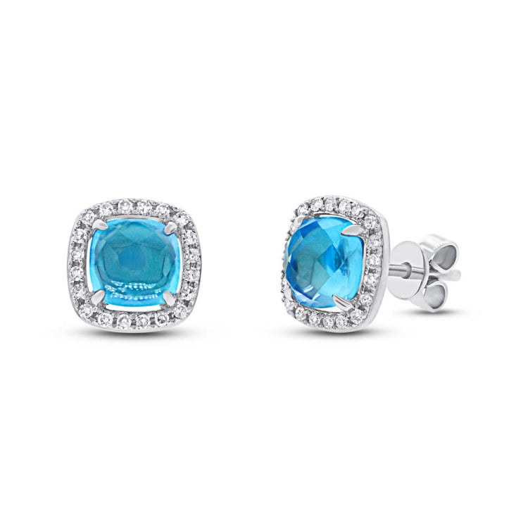 0.21ct Diamond & 2.44ct Blue Topaz 14k White Gold Earring