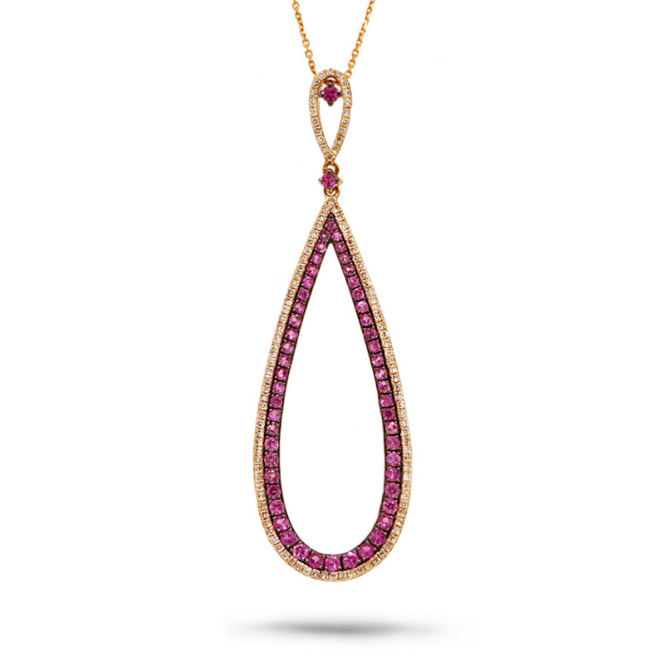0.36ct Diamond & 0.96ct Light Pink Sapphire 14k Rose Gold Pendant