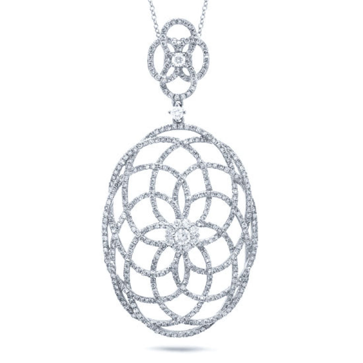 1.46ct 14k White Gold Diamond Lace Pendant